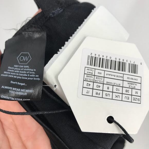 OW Intimates Sadie Bodysuit M Black Caviar Underwire Thong Ruffle Satin NWD NWT - Picture 8 of 12